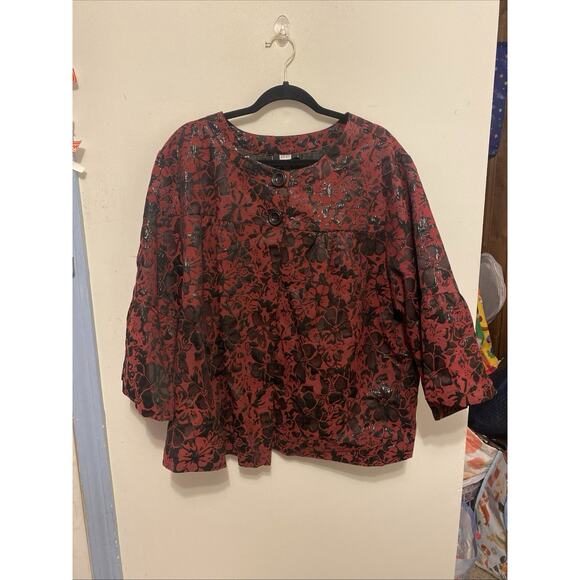 New Vintage Studio 1940 Women 26W Burgundy Black Floral Whimsical Festive Vams - Picture 11 of 13